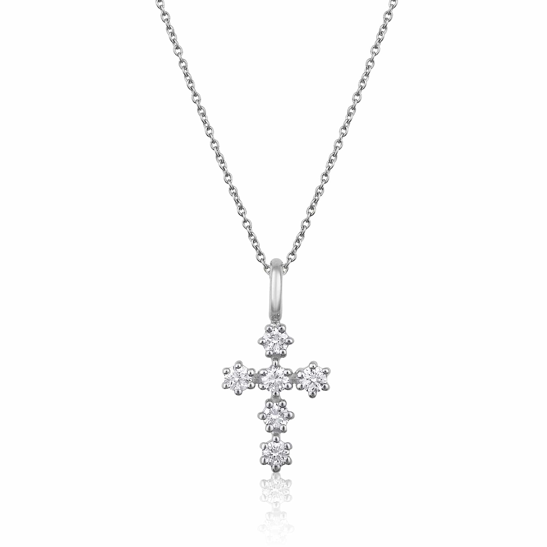 CLA NECKLACES Small Cross Diamond Yellow Gold Necklace