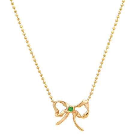 CAITLIN NICOLE JEWELRY NECKLACES Sweet Emerald Bow Necklace