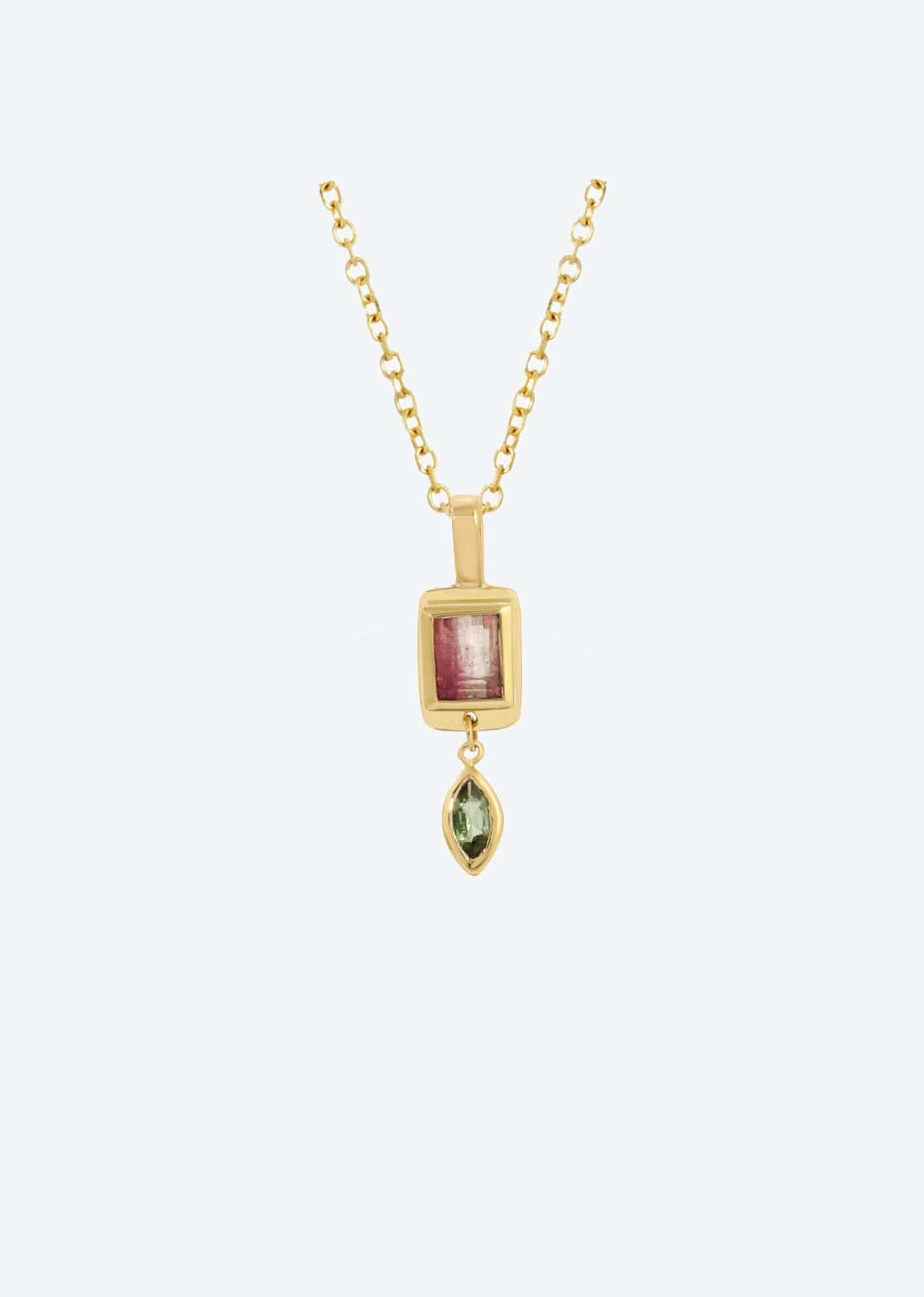 christinamagdolna NECKLACES Tiny Pink Tourmaline Raindrop Necklace