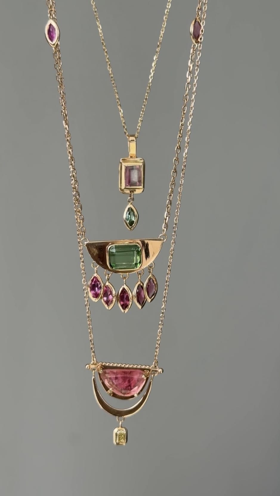 christinamagdolna NECKLACES Tiny Pink Tourmaline Raindrop Necklace