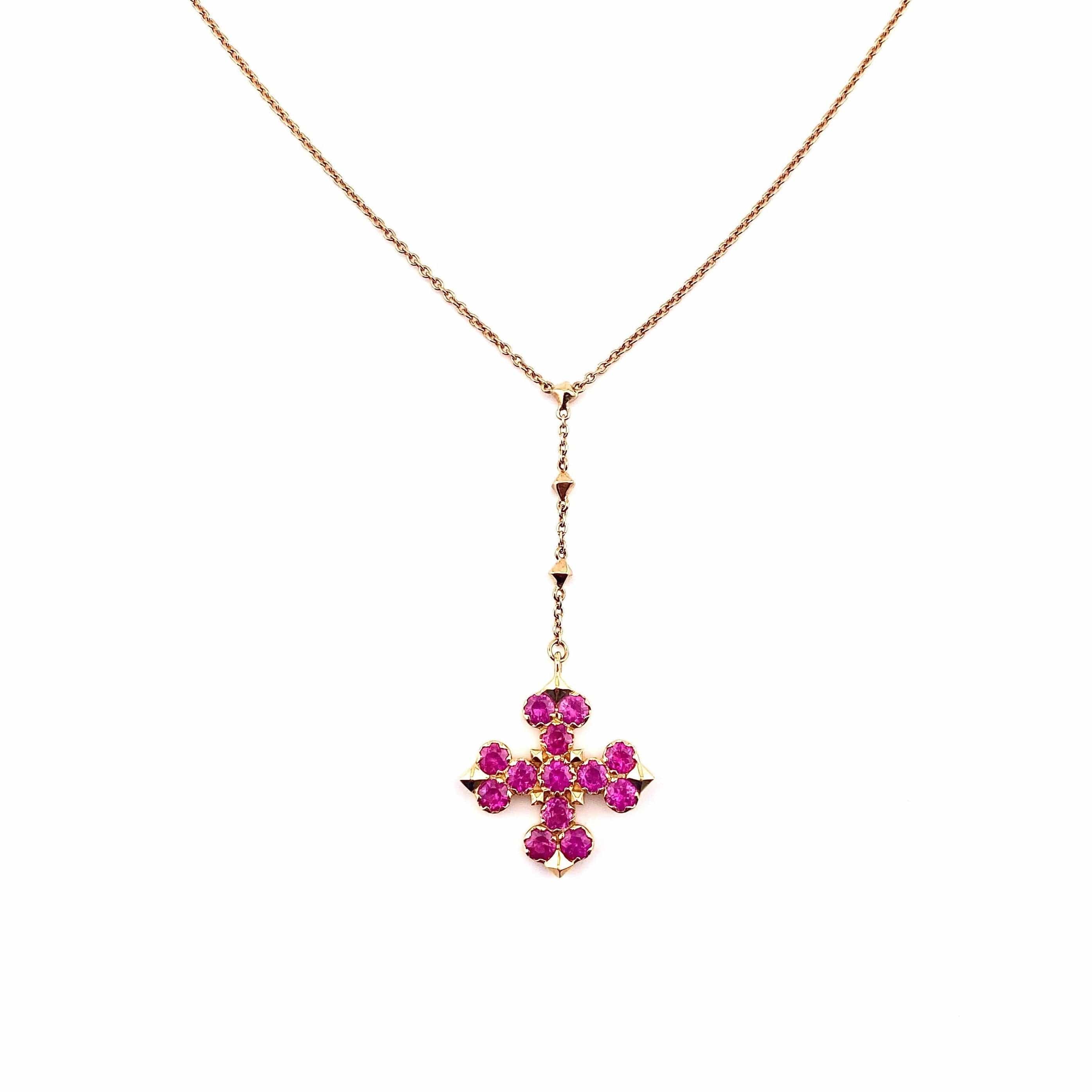Reign NECKLACES Vajra Dark Pink Sapphire Prayer Necklace