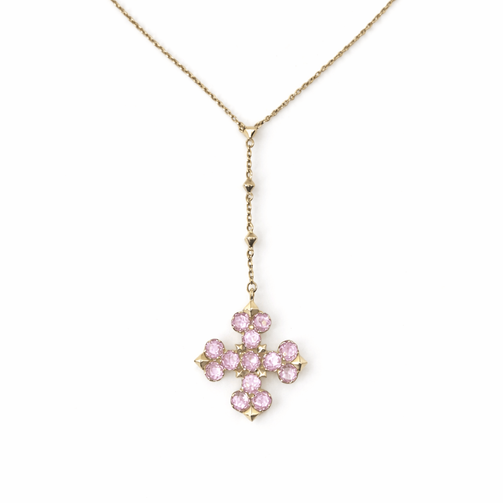 Reign Los Angeles NECKLACES Vajra Light Pink Sapphire Prayer Necklace