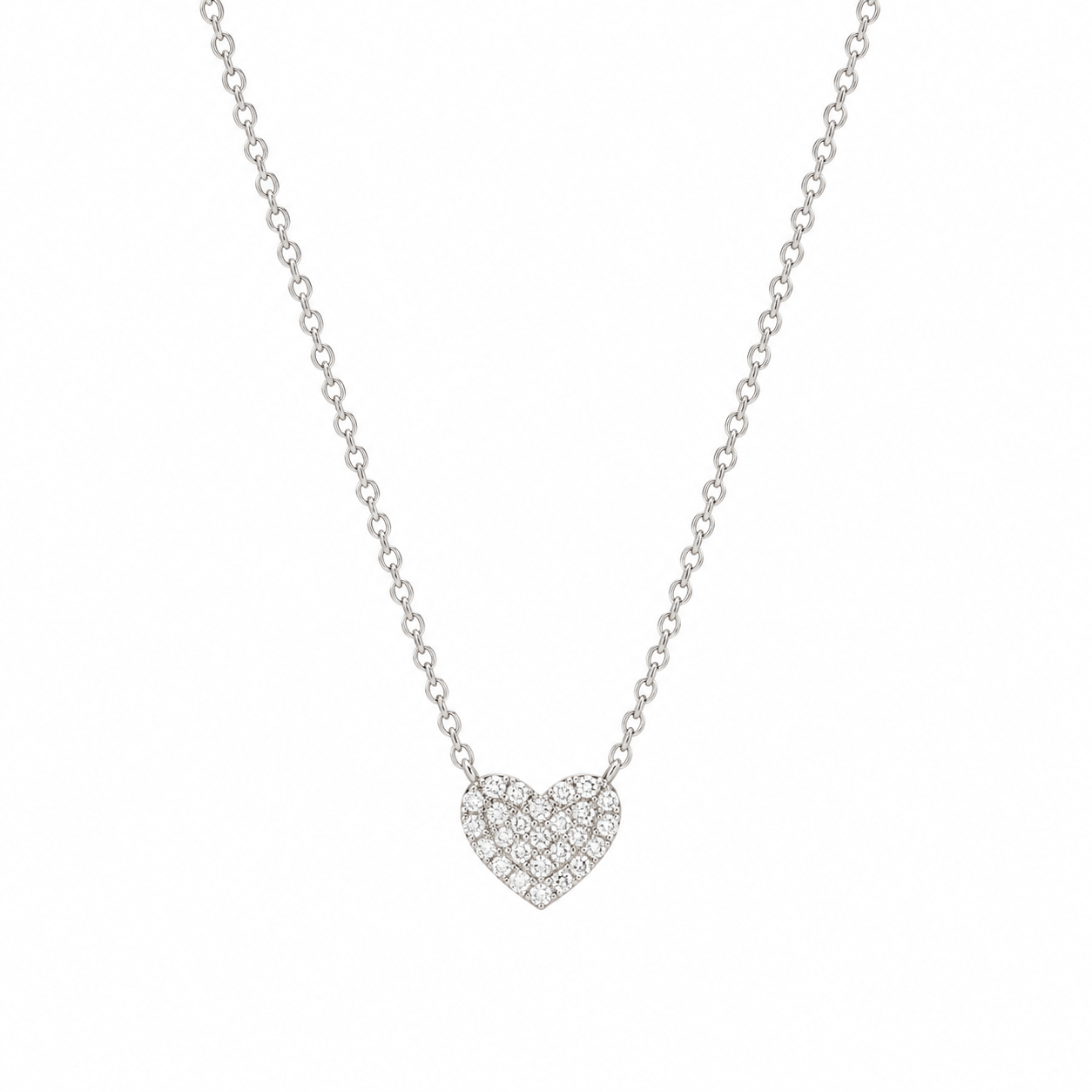 Amazing Grace NECKLACES White Gold Pave Diamond Heart Necklace