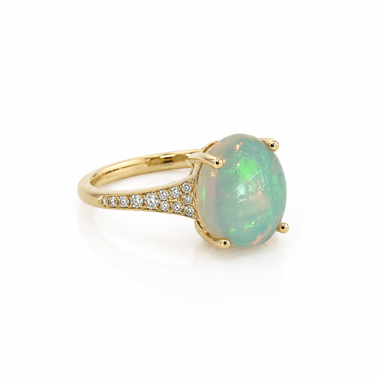 Curated Los Angeles Oval Australian Opal Diamond Ring