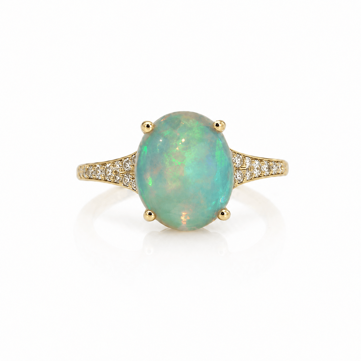 Curated Los Angeles Oval Australian Opal Diamond Ring