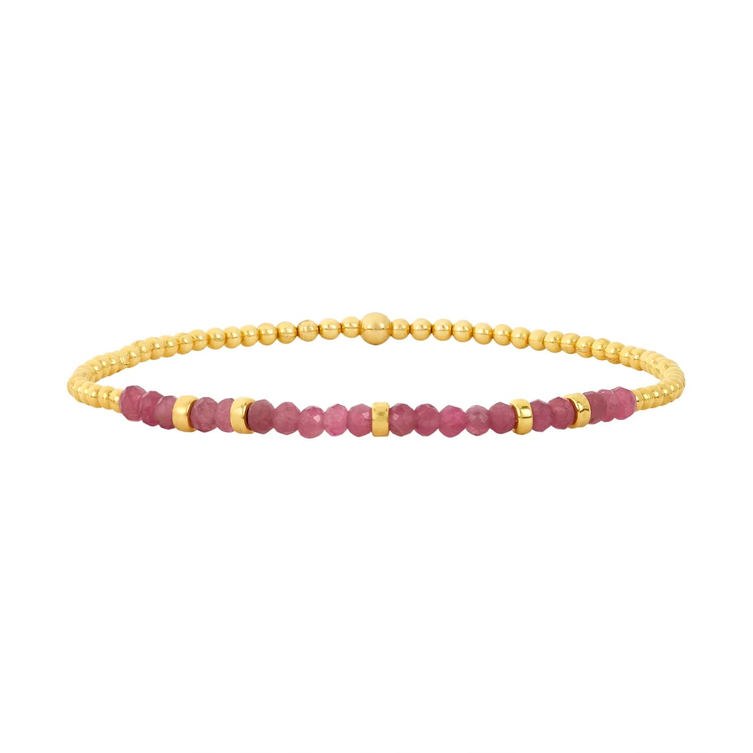 2mm Pink Tourmaline Bracelet with Rondelles