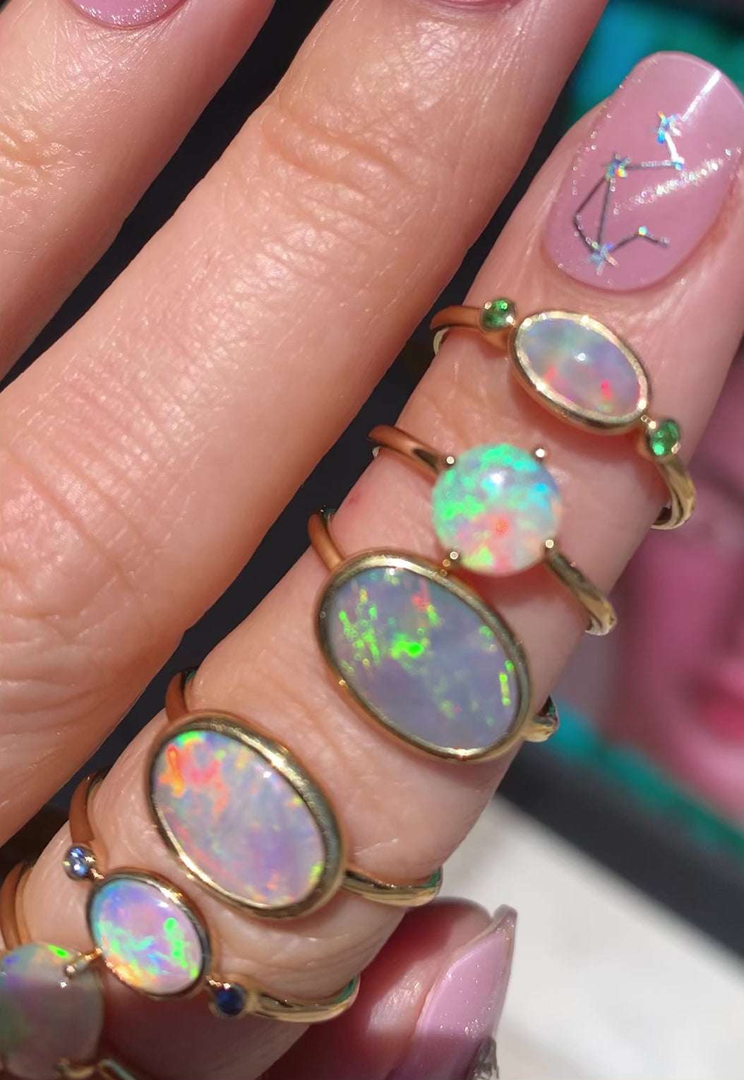 Horizonal Bezel Set Oval Opal Ring