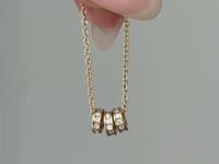 Three Diamond Rondelle Yellow Gold Necklace