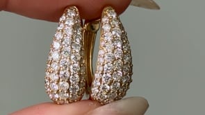 Diamond Pavé Teardrop Hoop Earrings in 14K Yellow Gold