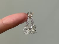 Oval Drop Lab Diamond Lever back Earrings in 14K White Gold