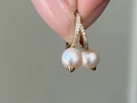 Pearl and Diamond Huggie Earrings