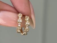 Geometric Diamond Huggies in 14K Yellow Gold