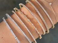 Diamond Baguette & Round Flex Bangle in 14K Yellow Gold