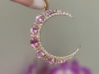 Pink Sapphire and Diamond Crescent Moon Charm
