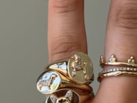 Pavé Diamond Dachshund Dog Signet Ring