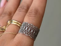 Lace Miligrain White Gold Diamond Thick Band