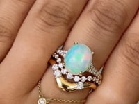 Oval Australian Opal Diamond Ring