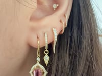 Pink Tourmaline & Diamond Halo Drop Earrings