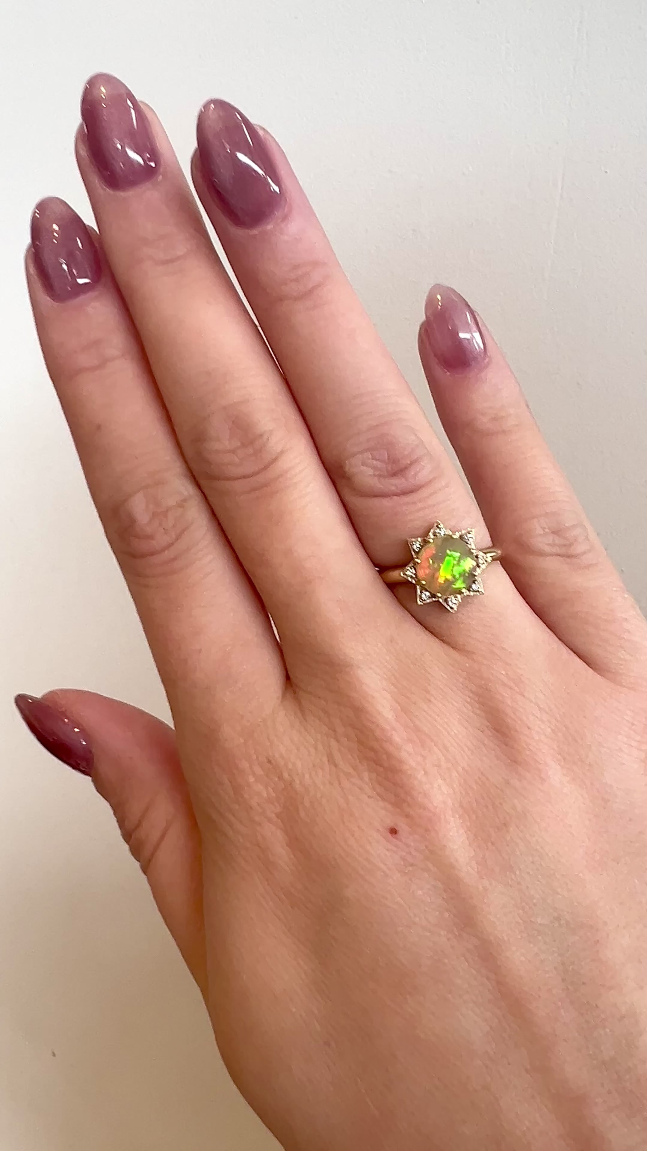 Opal Diamond Starburst Ring