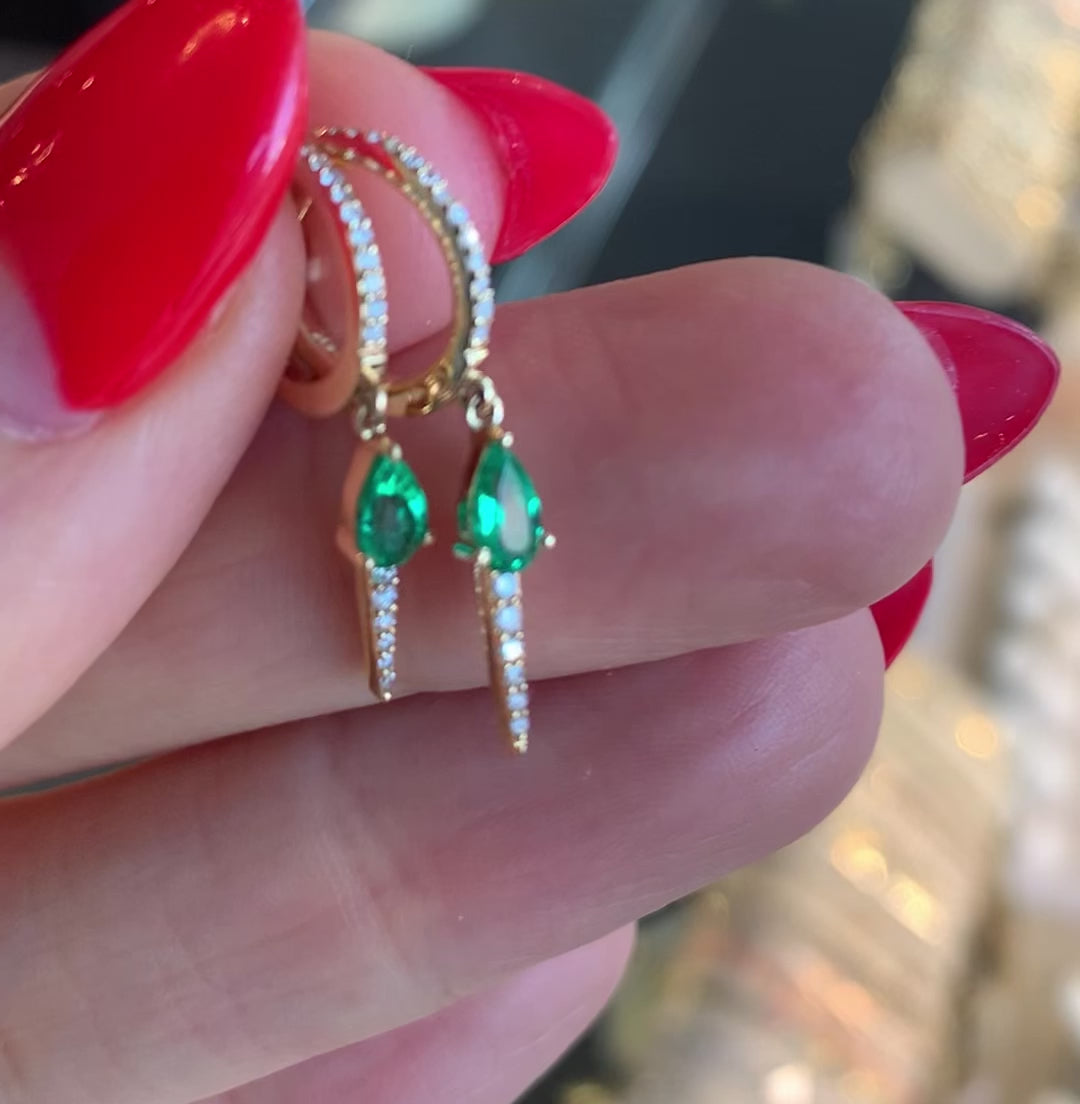 Emerald and Diamond Drop Earrings