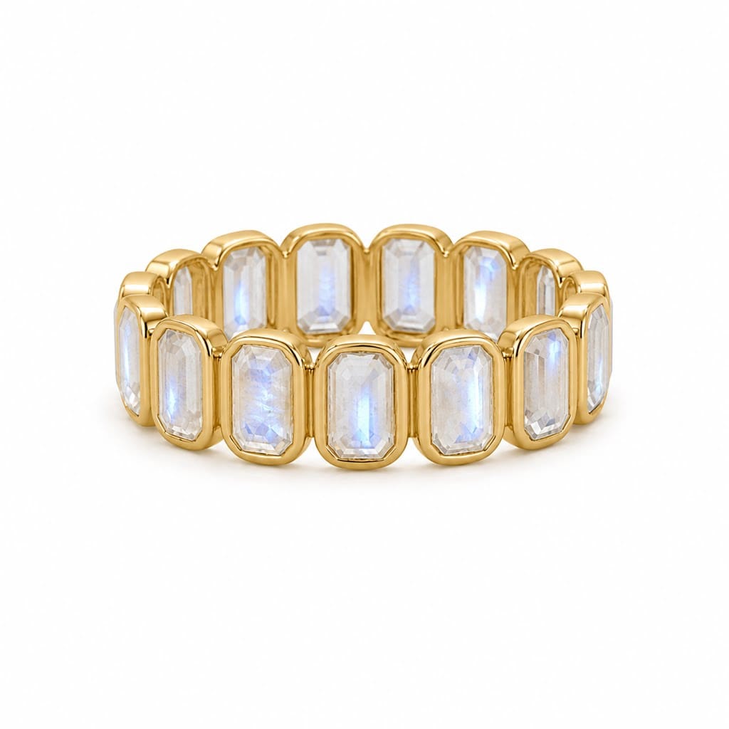 Curated Los Angeles Rainbow Moonstone Baguette Eternity