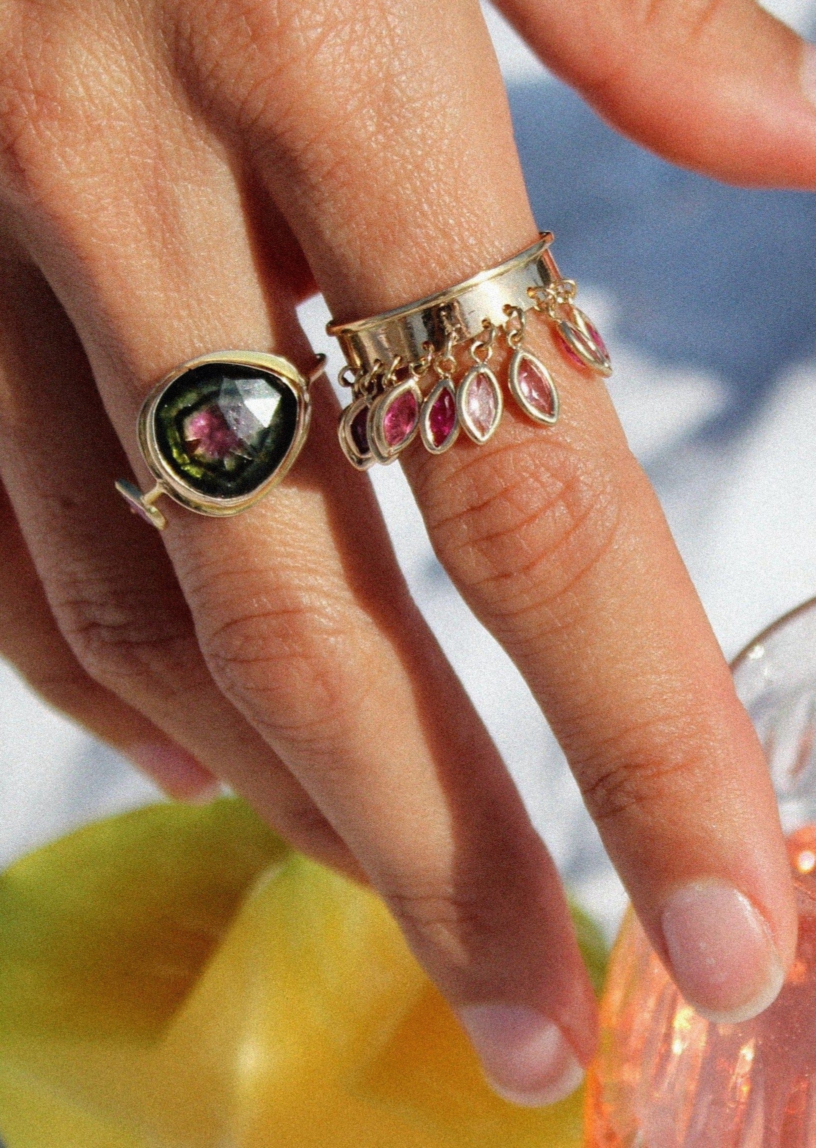 Christina Magdolna RINGS 11:11 Dangle Ring in Raspberry