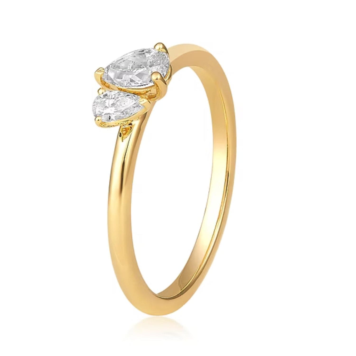 CLA RINGS 14K Gold 0.4ct Natural Diamond Pear Tear Drop Wedding Band Ring