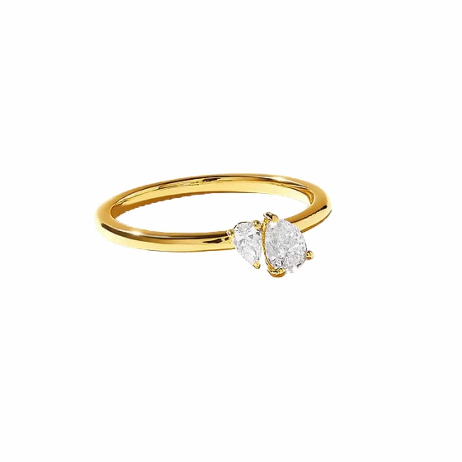 CLA RINGS 14K Gold 0.4ct Natural Diamond Pear Tear Drop Wedding Band Ring