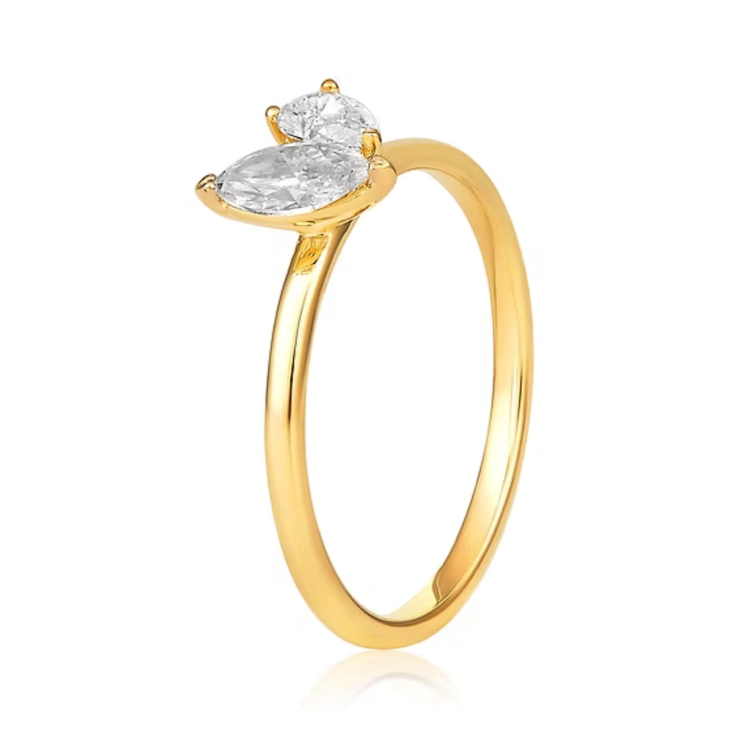 CLA RINGS 7 14K Gold 0.6ct Natural Diamond Marquise Pear Tear Drop Band Ring