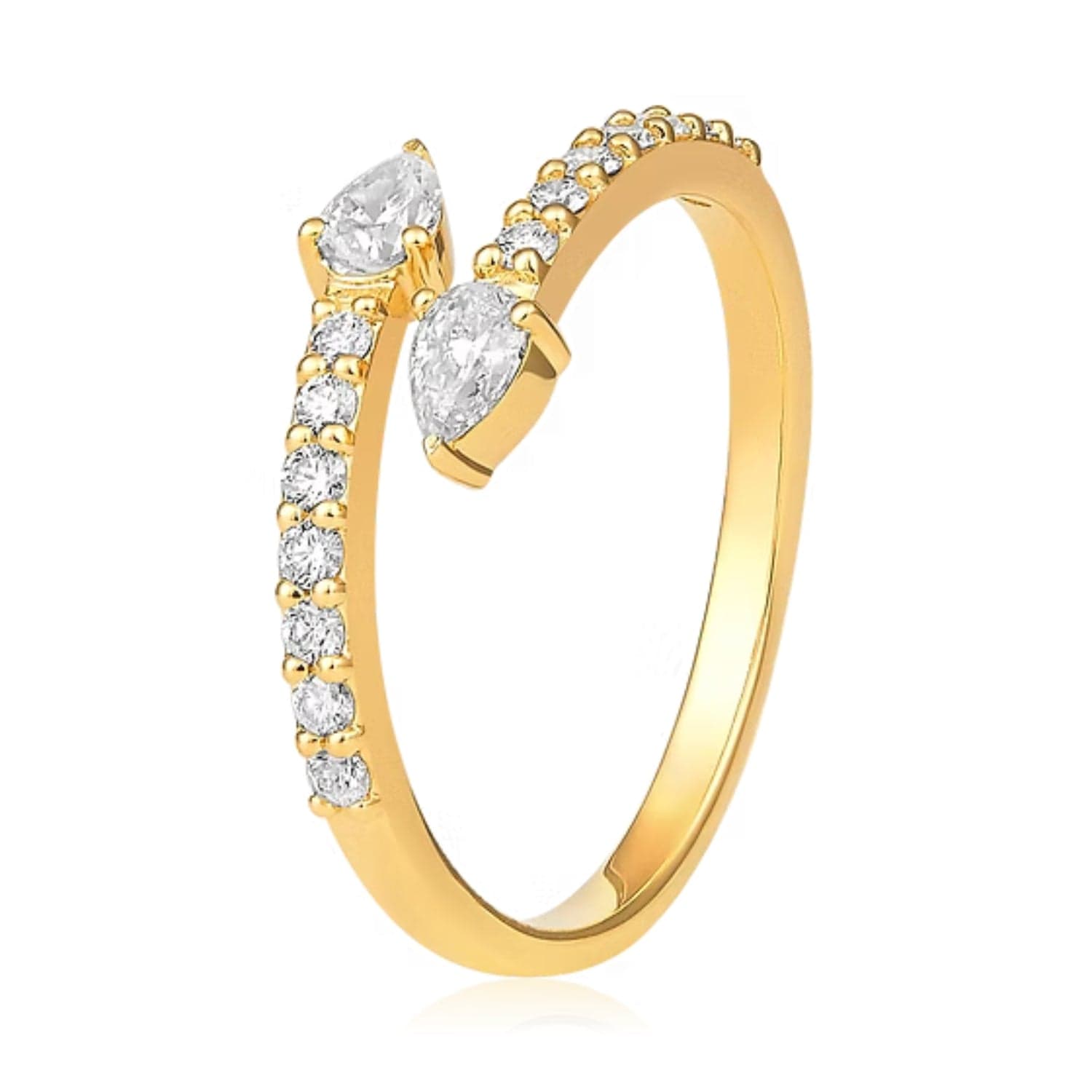 CLA RINGS 7 14K Gold 0.6ct Natural Diamond Pear Tear Drop 2 Row Twist Ring
