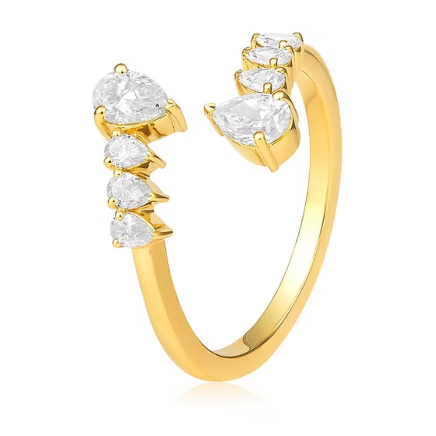 CLA RINGS 7 14K Gold 0.73ct Natural Diamond Pear Tear Drop 2 Tier Twist Ring