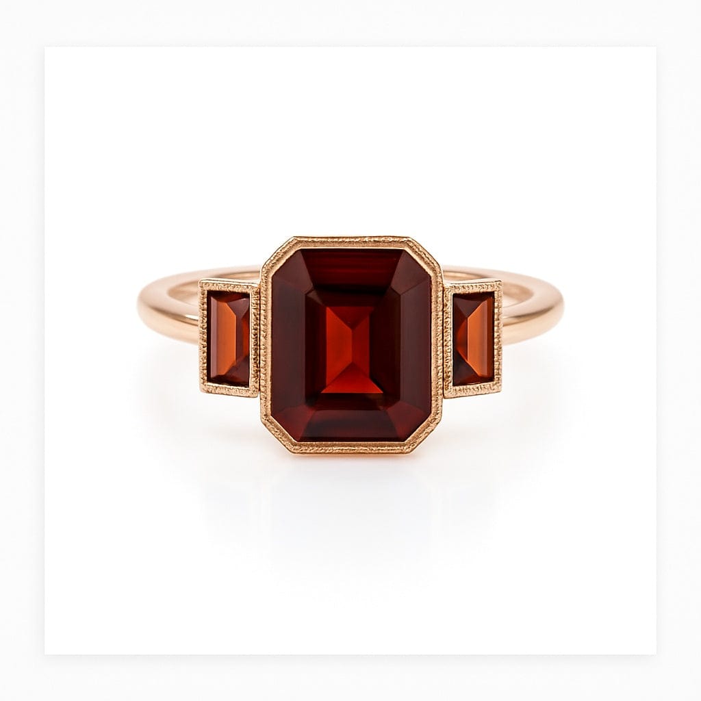 Mason Grace RINGS 14k Gold Charlotte Three Stone Garnet Ring
