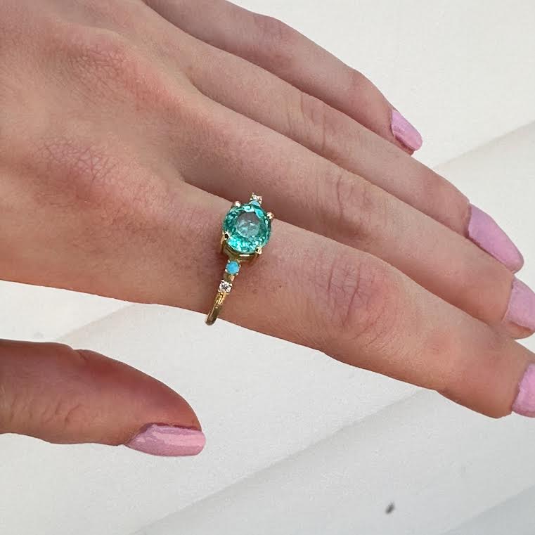 Danielle Morgan Jewelry RINGS 6.5 18k Apatite Turquoise Diamond Ring
