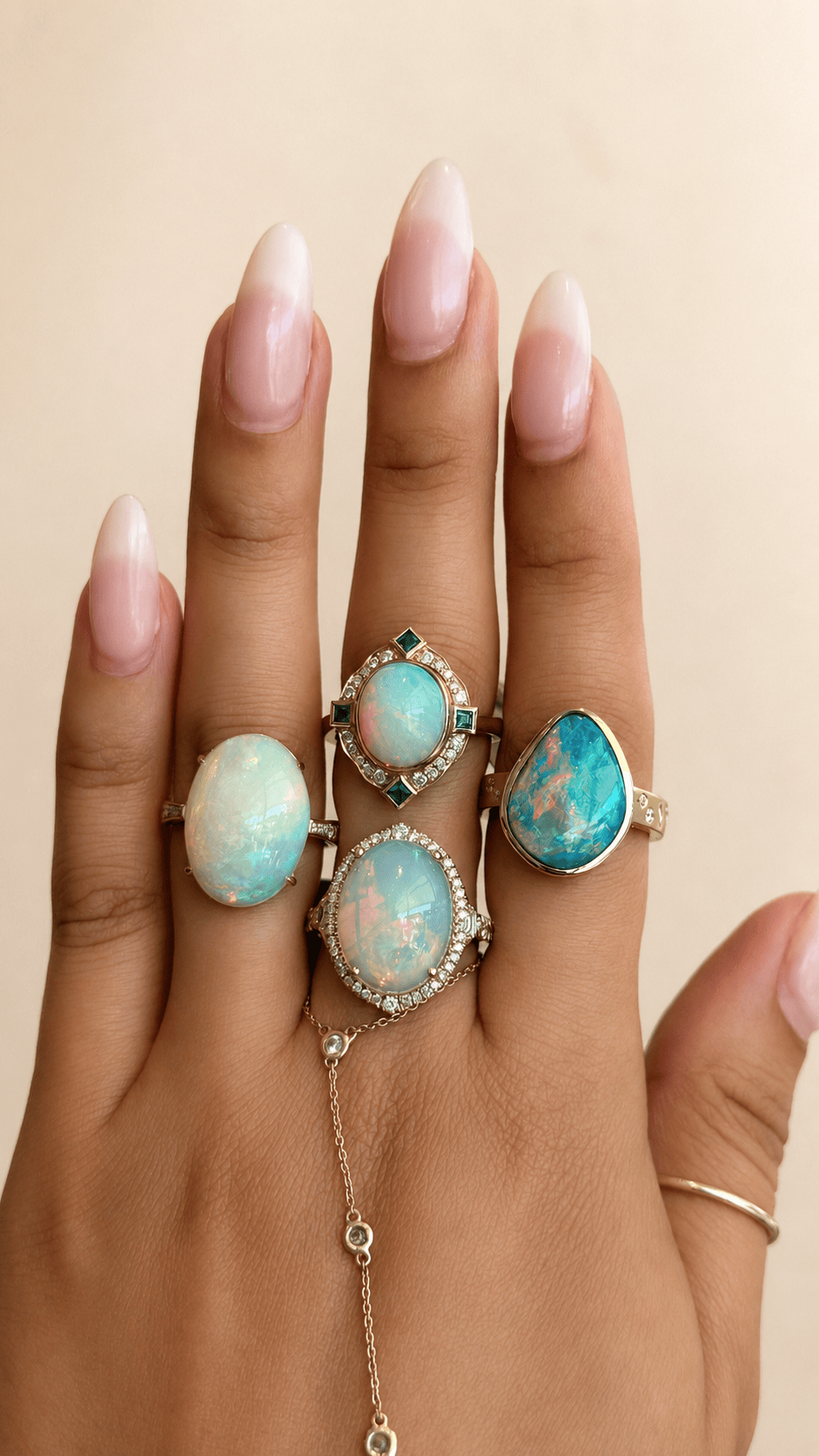 CLA RINGS Australian Opal Doublet Ring with Inset Diamonds