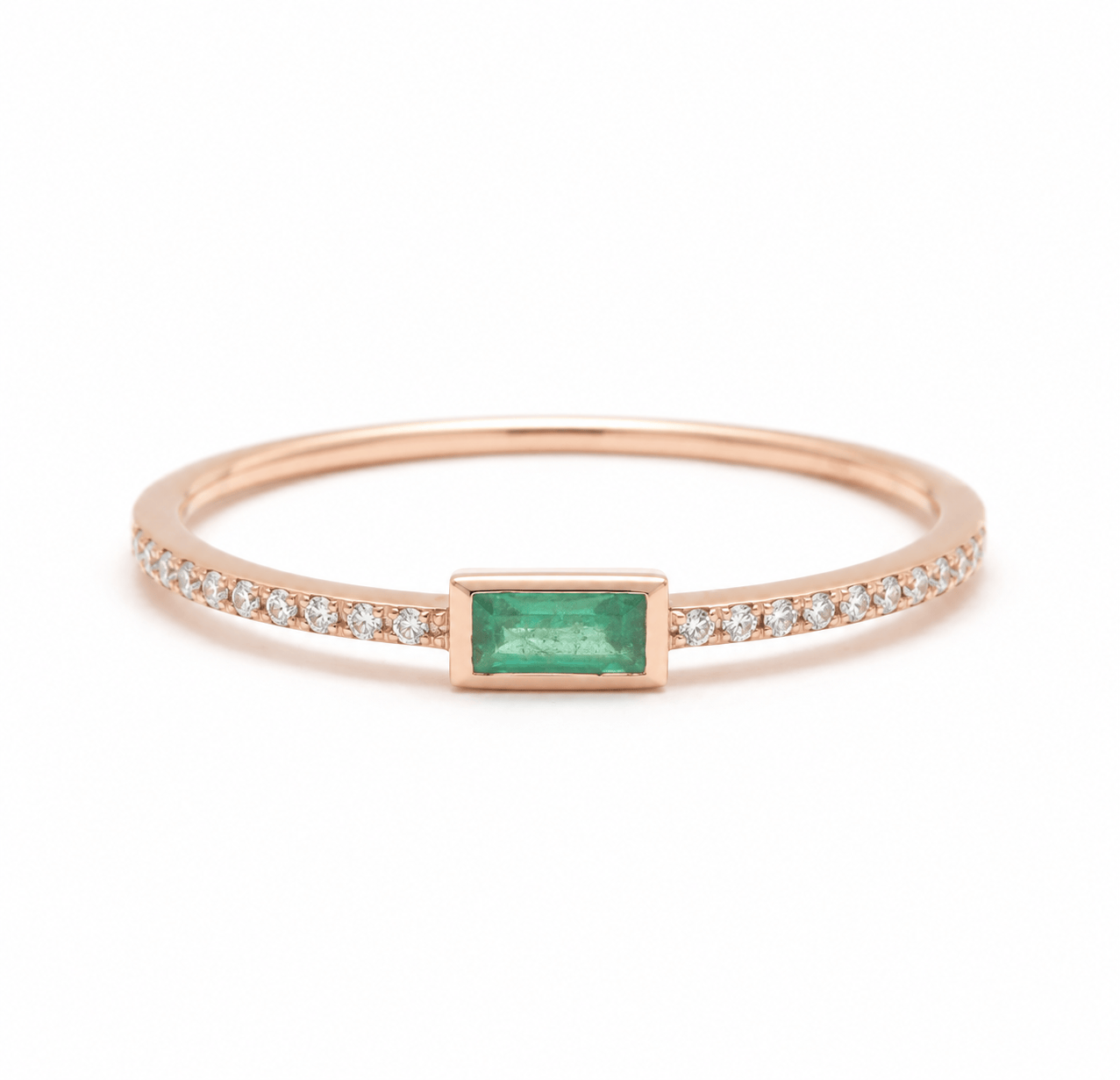 Amazing Grace RINGS Baguette Emerald Pave Diamond Ring