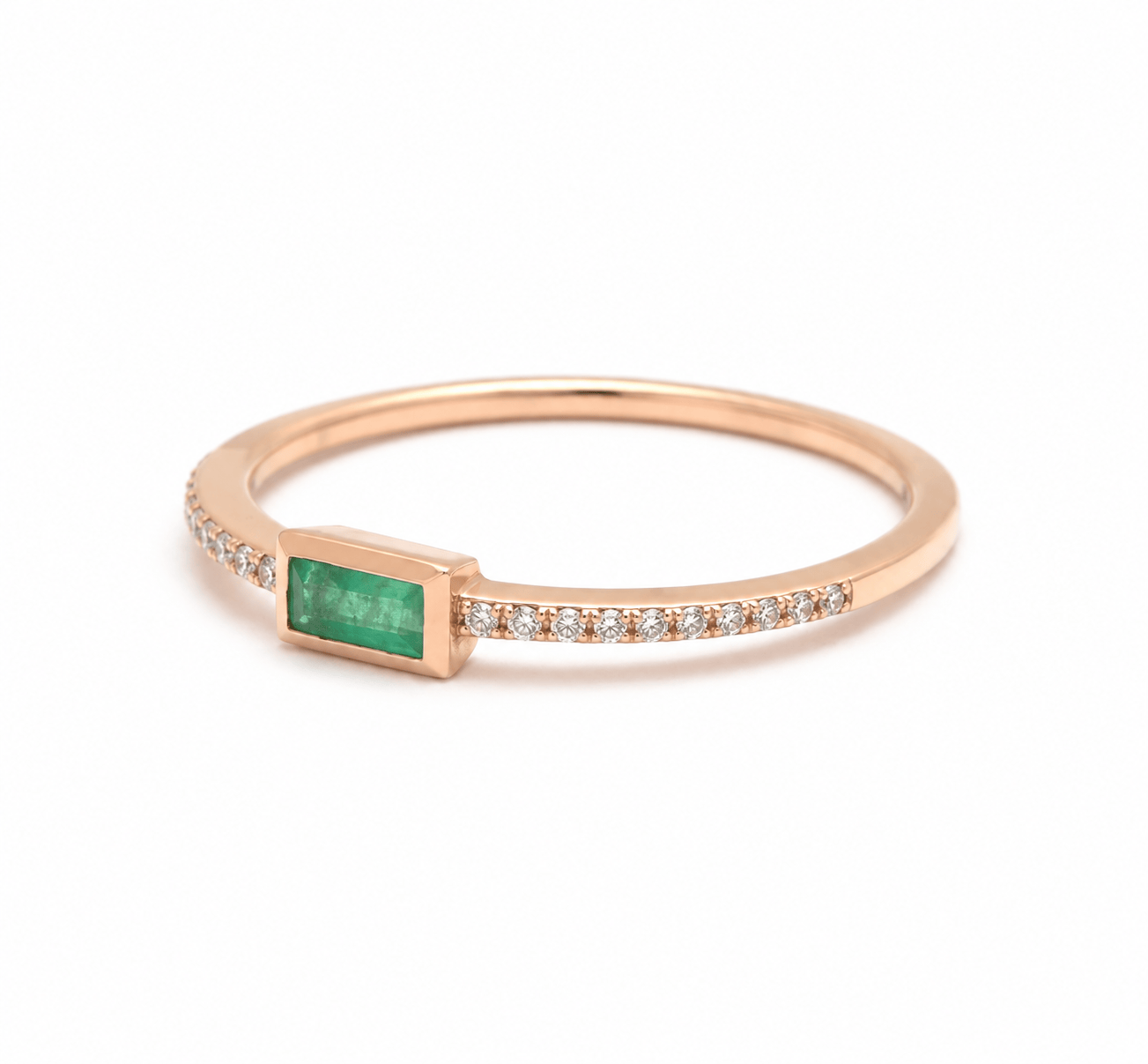 Amazing Grace RINGS Baguette Emerald Pave Diamond Ring