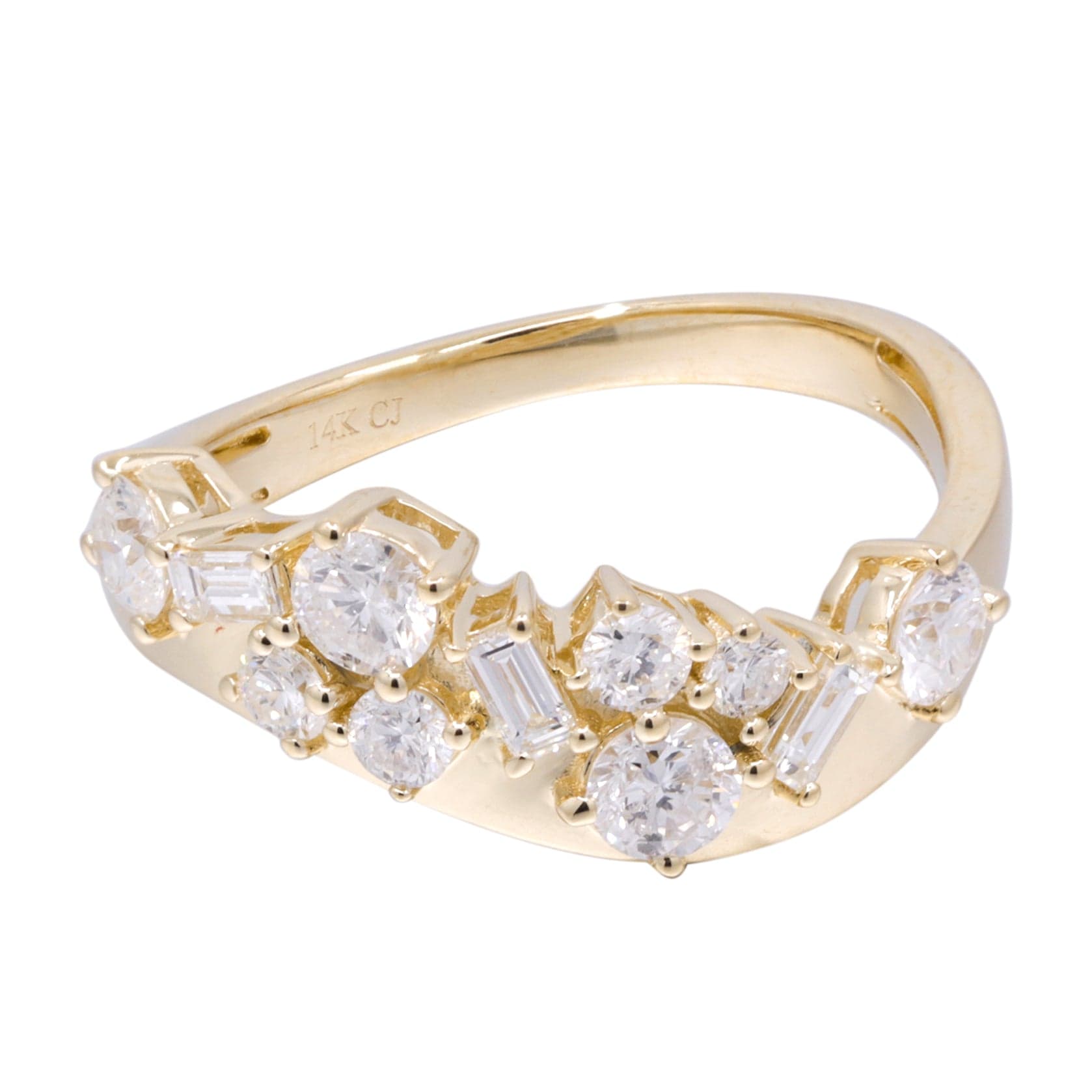Curated Los Angeles RINGS Baguette & Round Cluster Ring in 14K Yellow Gold