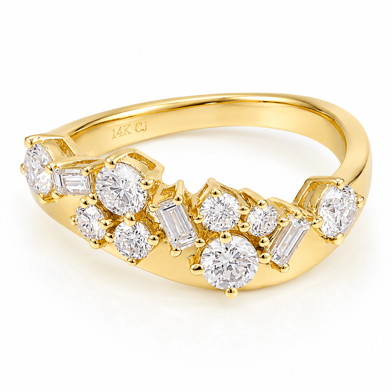 Curated Los Angeles RINGS Baguette & Round Diamond Cluster Ring