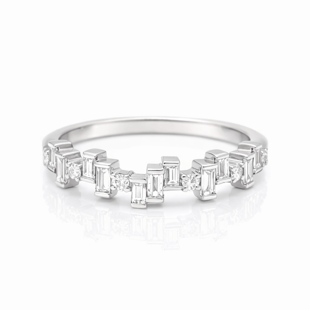 Amazing Grace RINGS Baguette Round Diamond Half Eternity Ring Band