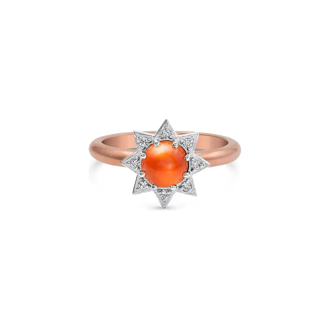 M SPALTEN RINGS Carnelian Diamond Starburst Ring