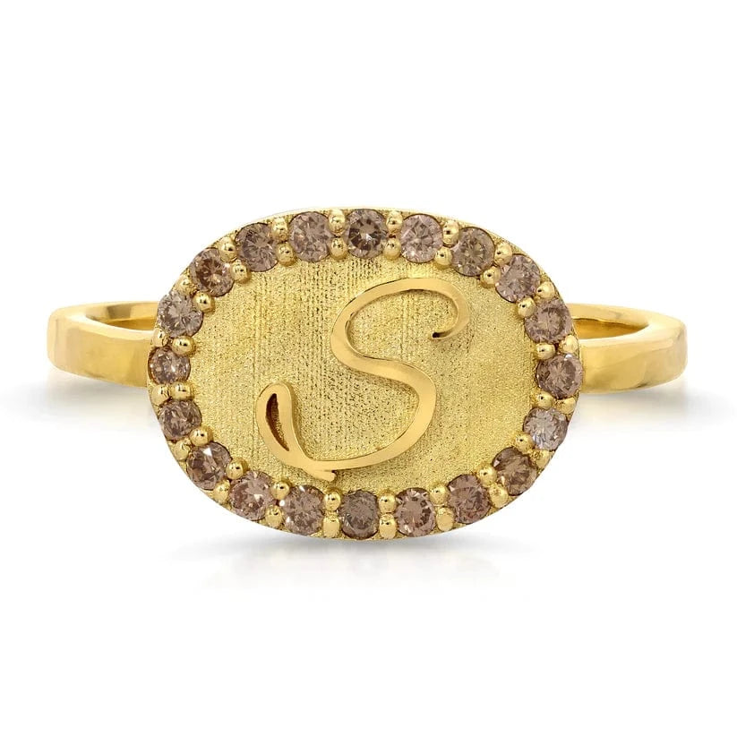Danielle Morgan Jewelry RINGS Champagne Diamonds Initial Ring
