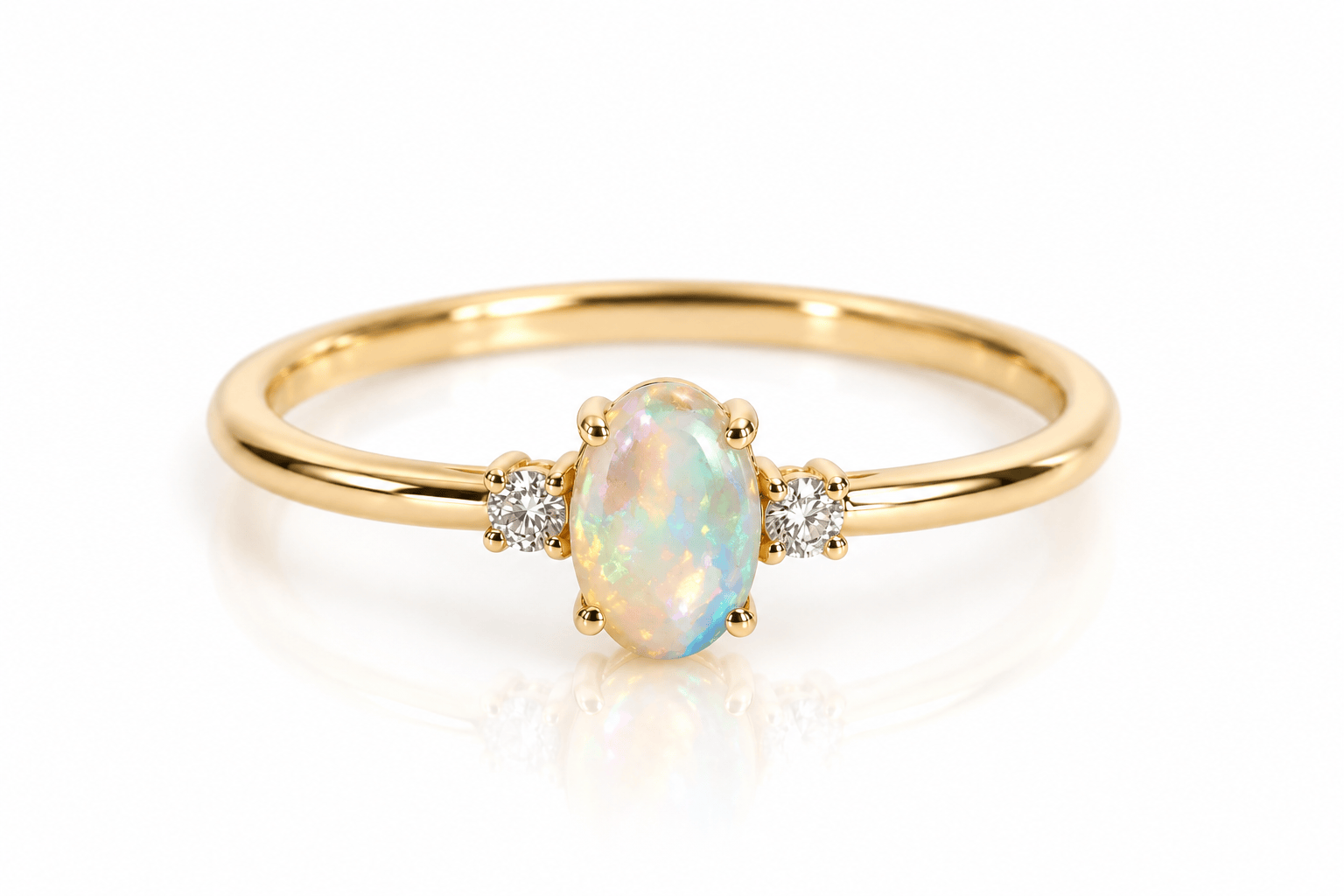 Fade to Black RINGS Delicate Opal Diamond Yellow Gold Ring