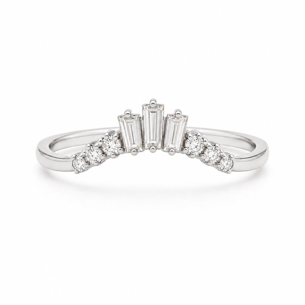 Curated Los Angeles RINGS Diamond Baguette Crown Wedding Band