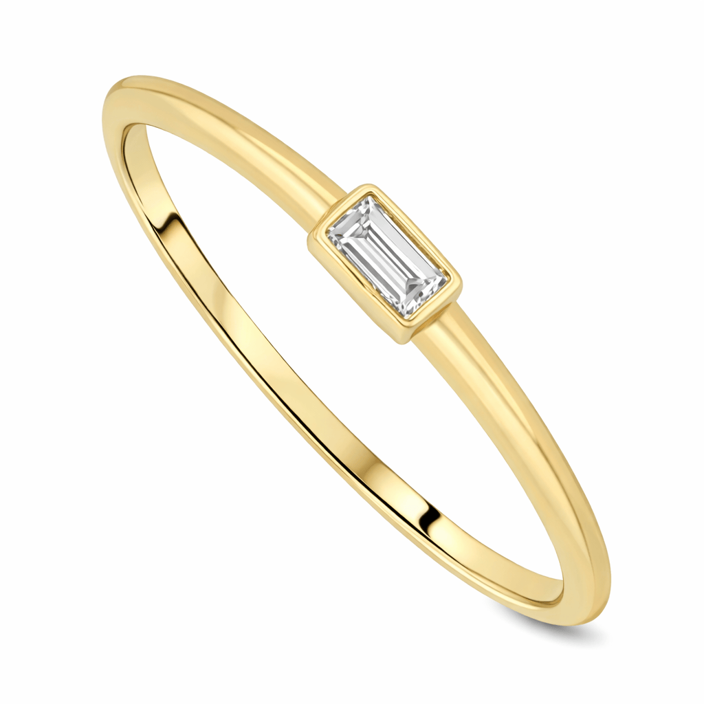 CLA RINGS Diamond Baguette Solitaire Stacking Ring