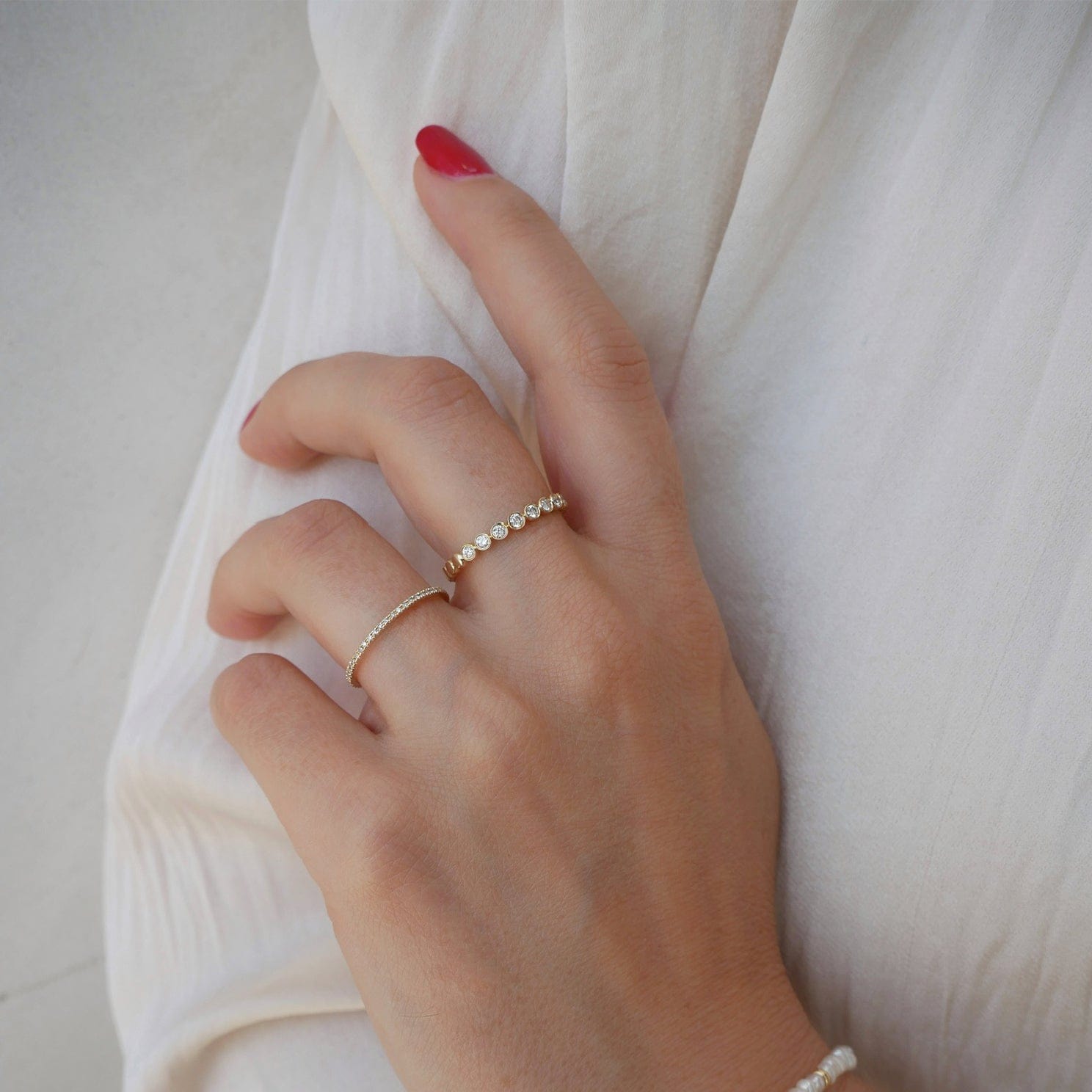 EF Collection RINGS Diamond Bezel Stack Ring