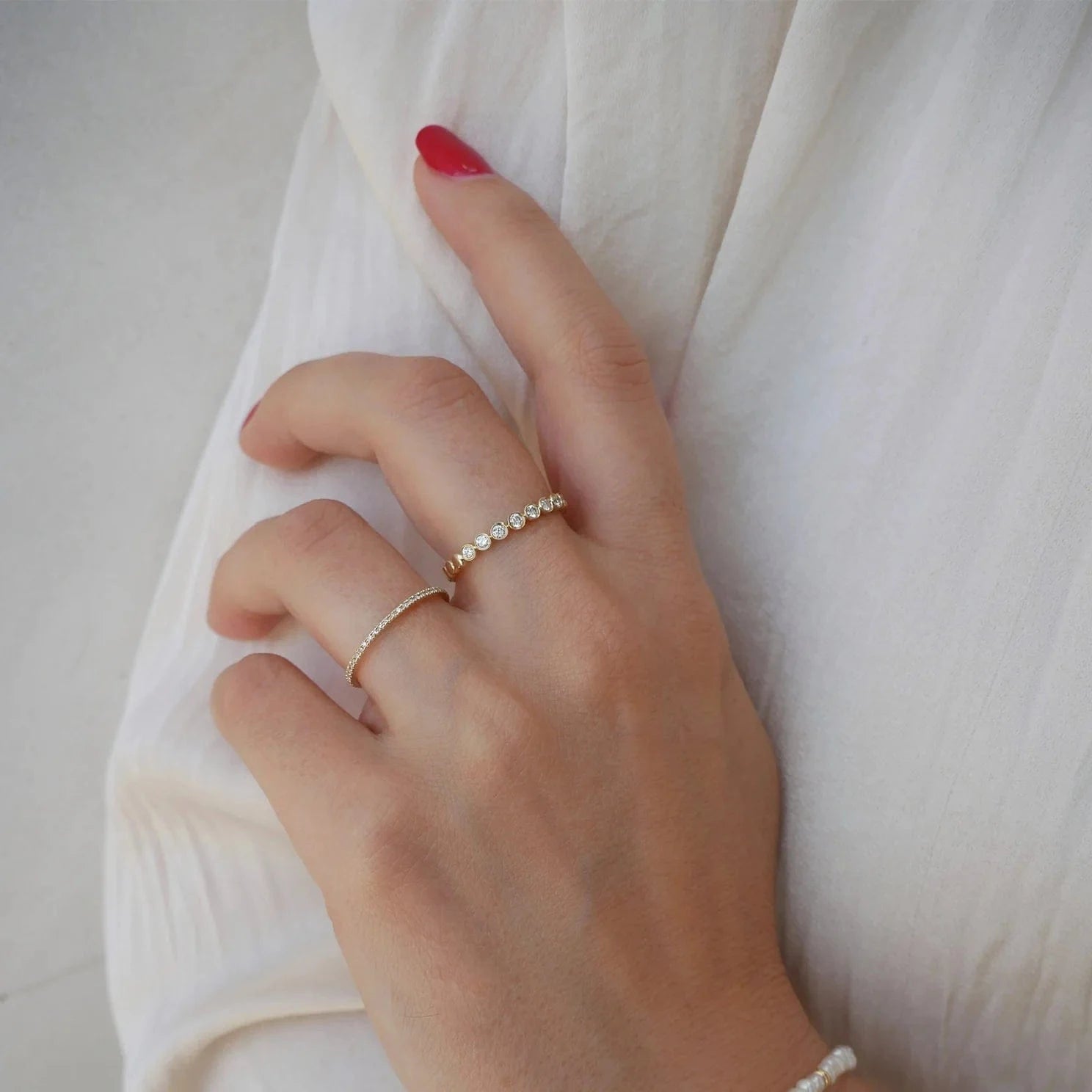EF COLLECTION RINGS Diamond Bezel Stacking Ring