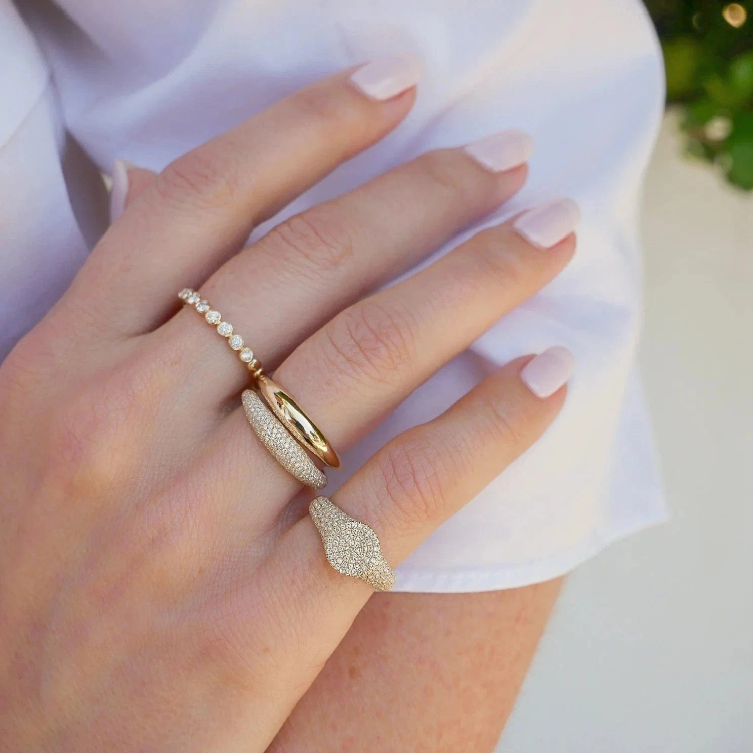 EF COLLECTION RINGS Diamond Bezel Stacking Ring