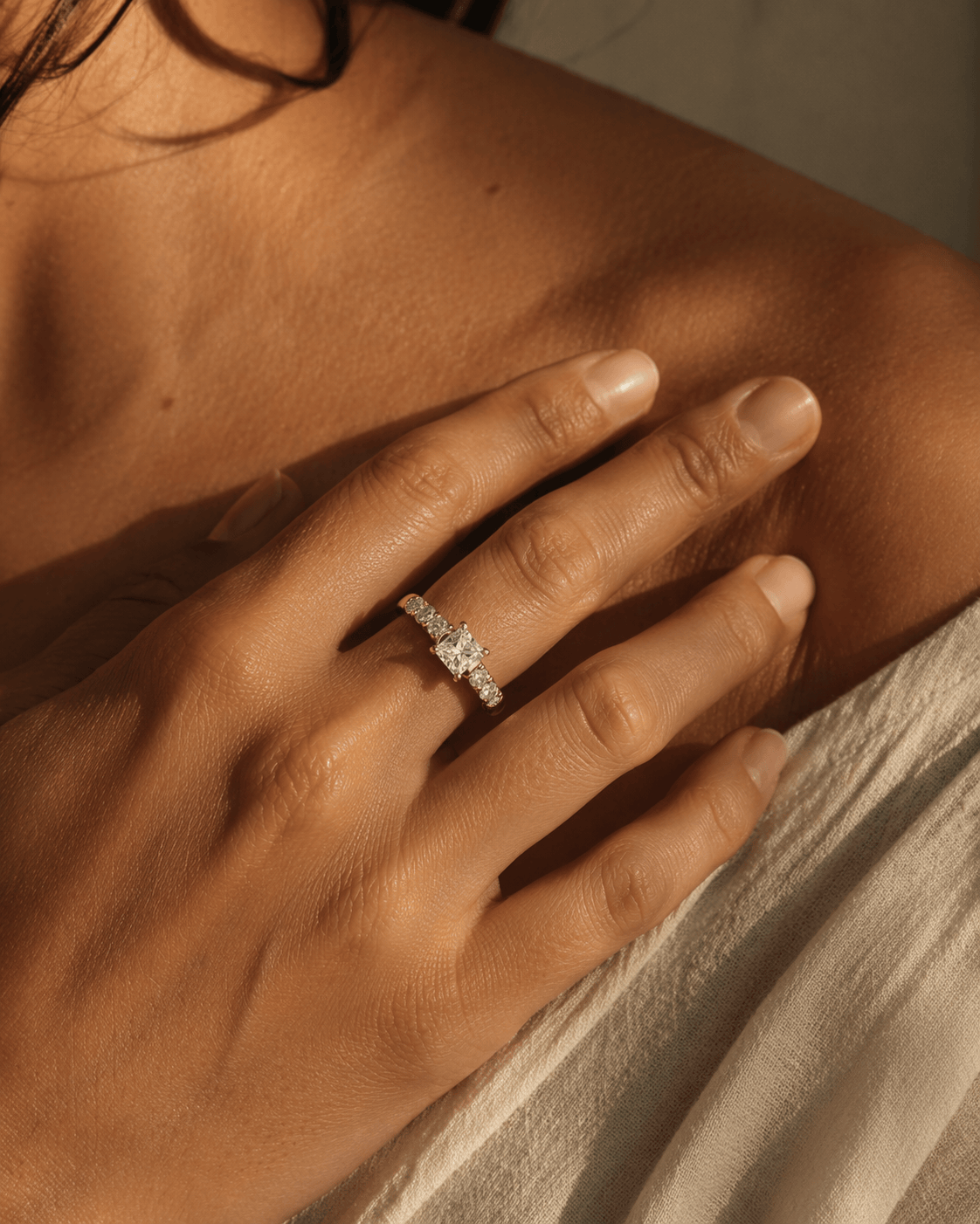 FADE TO BLACK STUDIO RINGS Diamond Centre French Pavé Ring