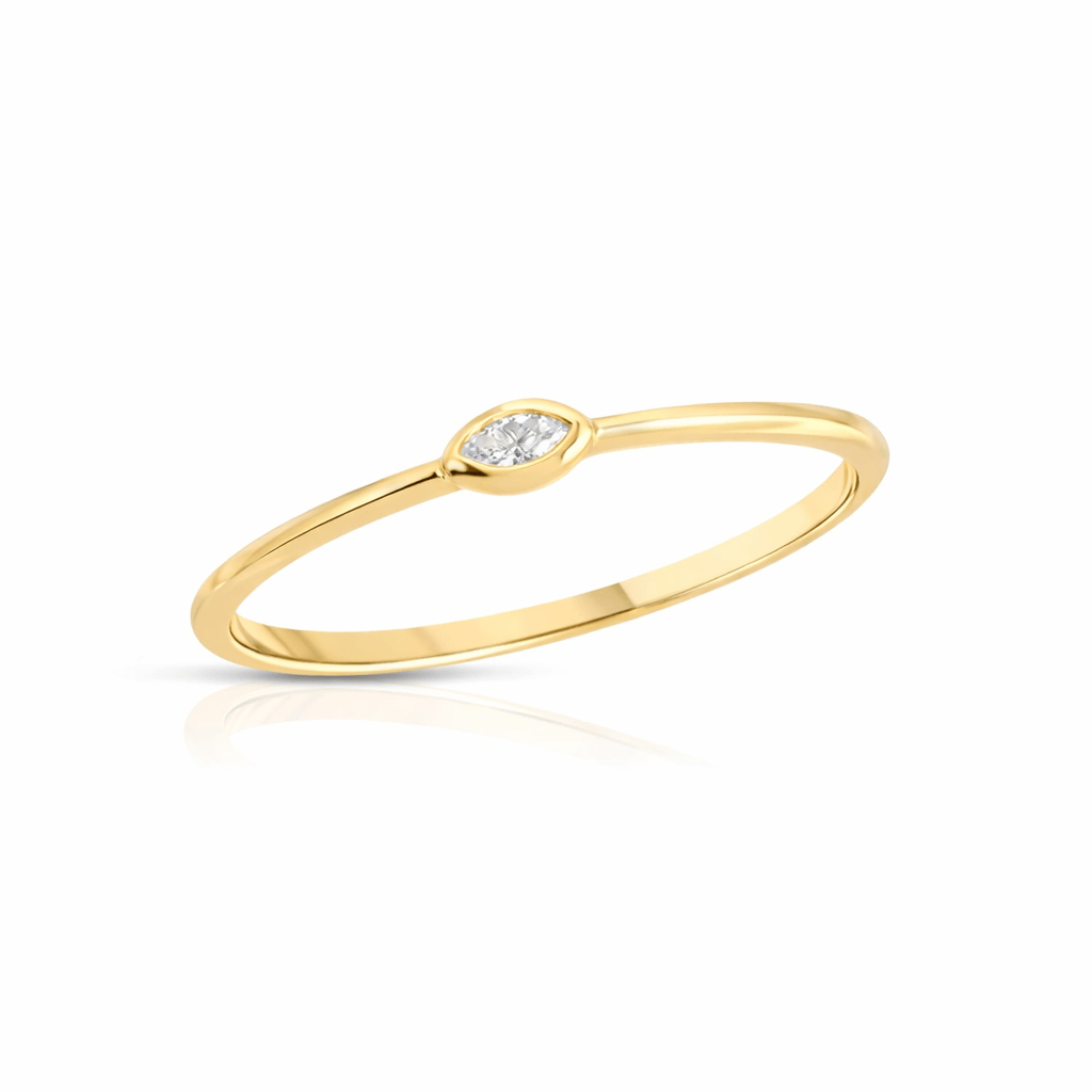 CLA RINGS Diamond Marquise Bezel Stacking Ring