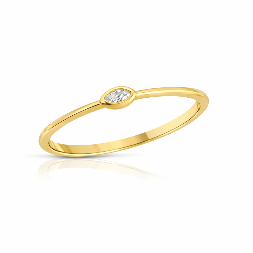 CLA RINGS Diamond Marquise Bezel Stacking Ring